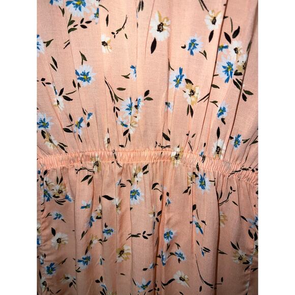 Peach Top Torrid 1X Pintuck Pleat Blouse Button Front Floral V-Neck Dolman NEW - Picture 7 of 11